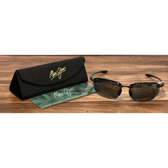 NEW MAUI JIM HOOKIPA 407-02 RX-ABLE SUNGLASSES Gloss Black Neutral Grey Lense - Picture 1 of 9